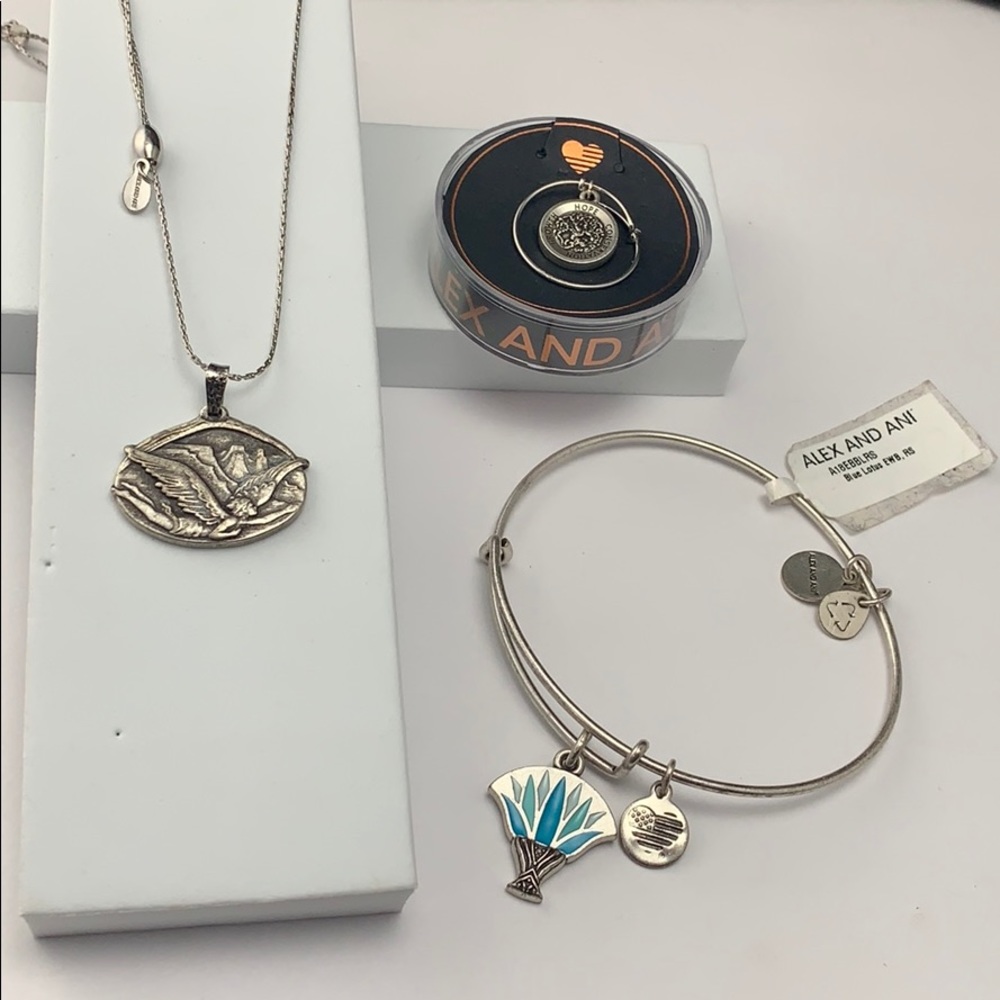Alex And Ani Lot Of 3 Sterling Silver Ring - image 1